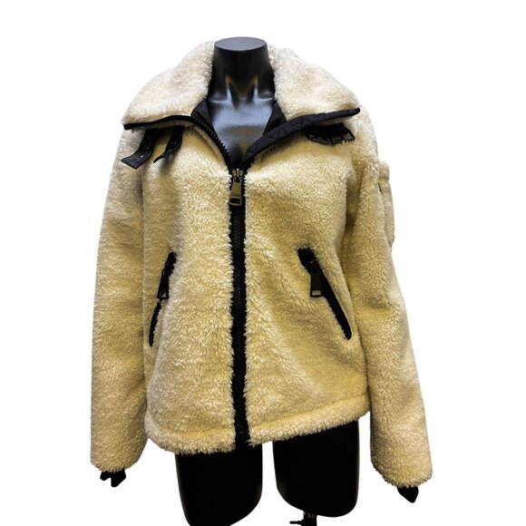 SAM New York White Fleece Jacket With Black Accents Size M - Picture 1 of 7